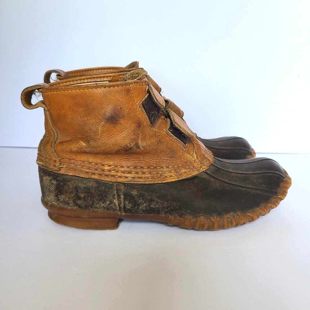 Vintage LL Bean US 8 Maine Hunting‎ Short Duck Boots Leather Rubber Made USA